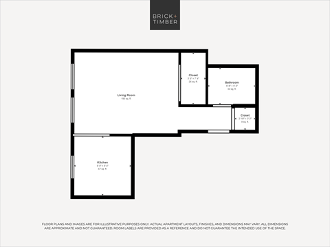 Floor plan for studio, 1 bath, 342 sqft